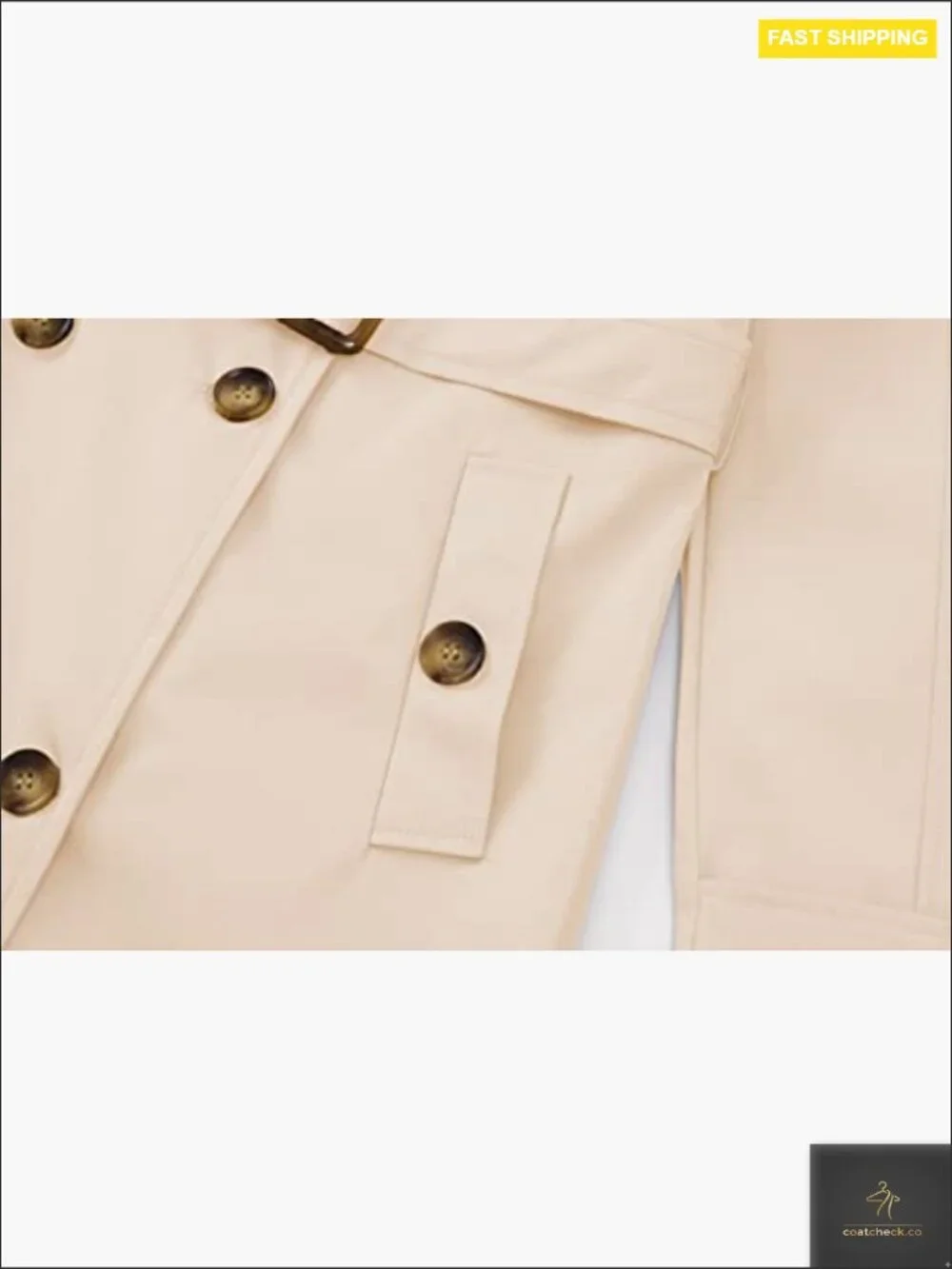 Double Breasted Long Trench Coat Mid-Length Belted Overcoat with Detachable Hood - Picture 6 of 7